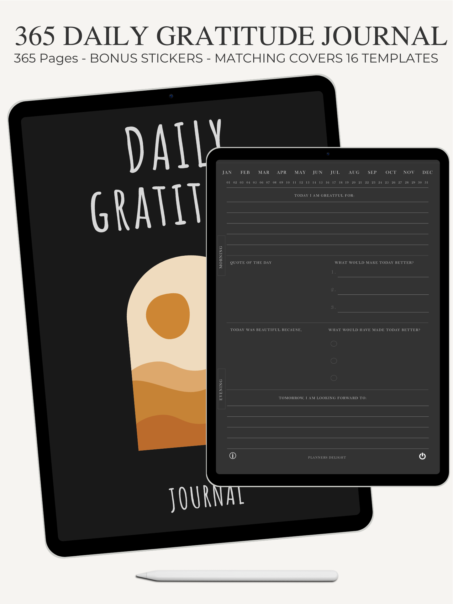 Get Ready With Historia | 365 Daily Digital Gratitude Journal Dark