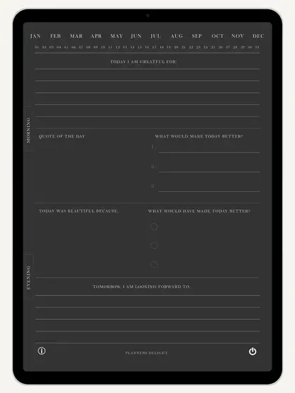 Get Ready With Historia | 365 Daily Digital Gratitude Journal Dark