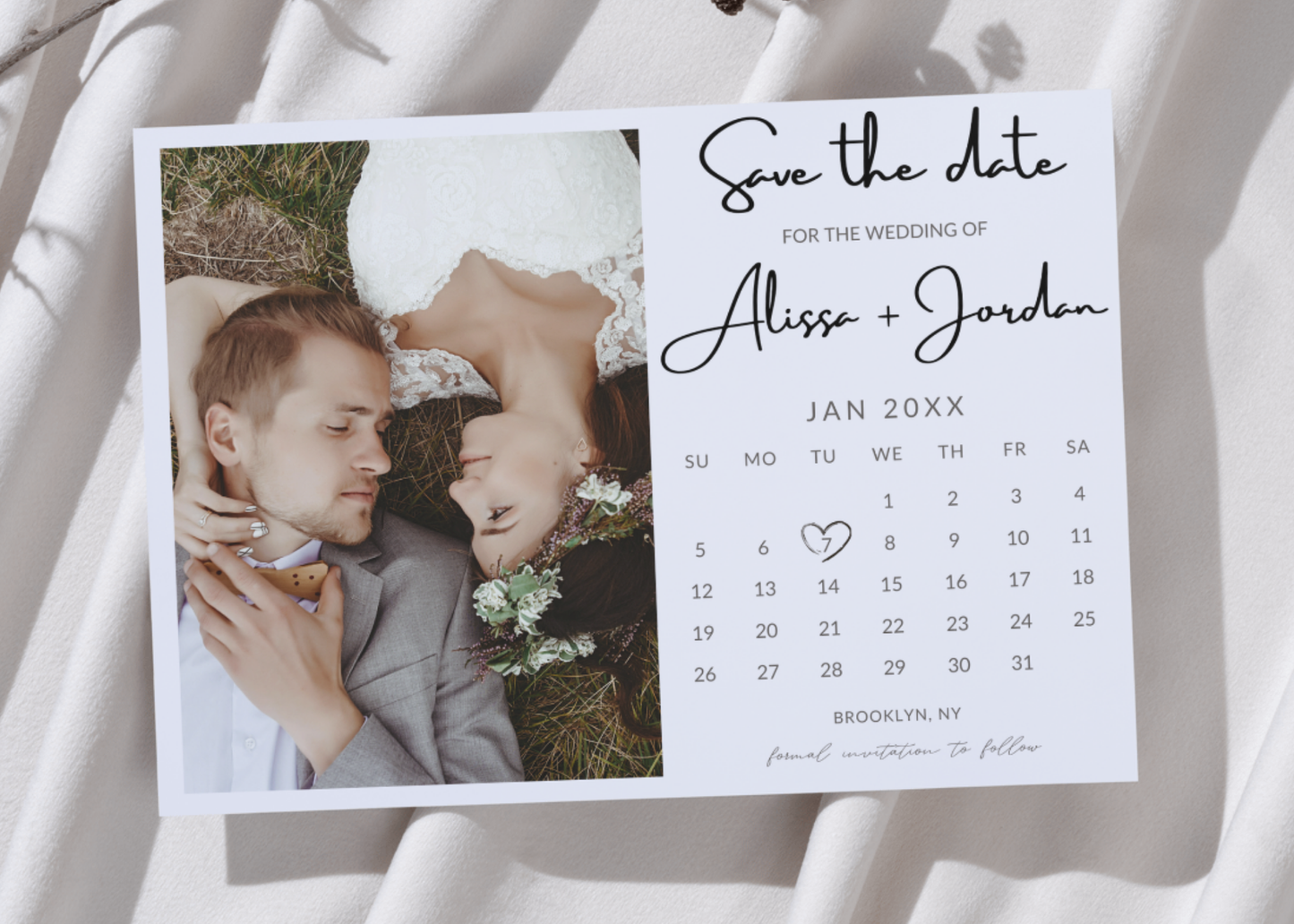 Get Ready With Historia | Minimalist Save The Date Calendar Template with Photo