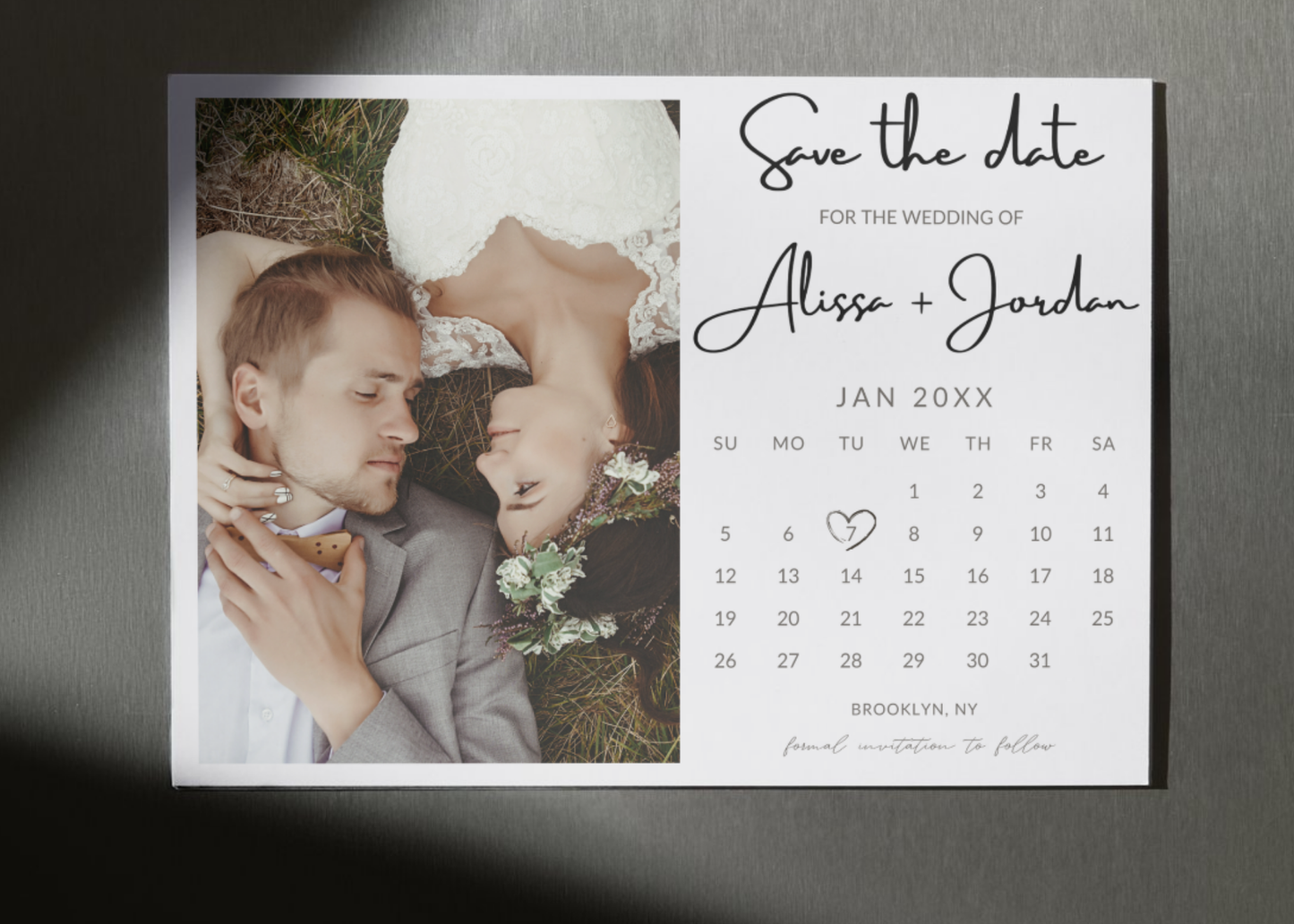 Get Ready With Historia | Minimalist Save The Date Calendar Template with Photo