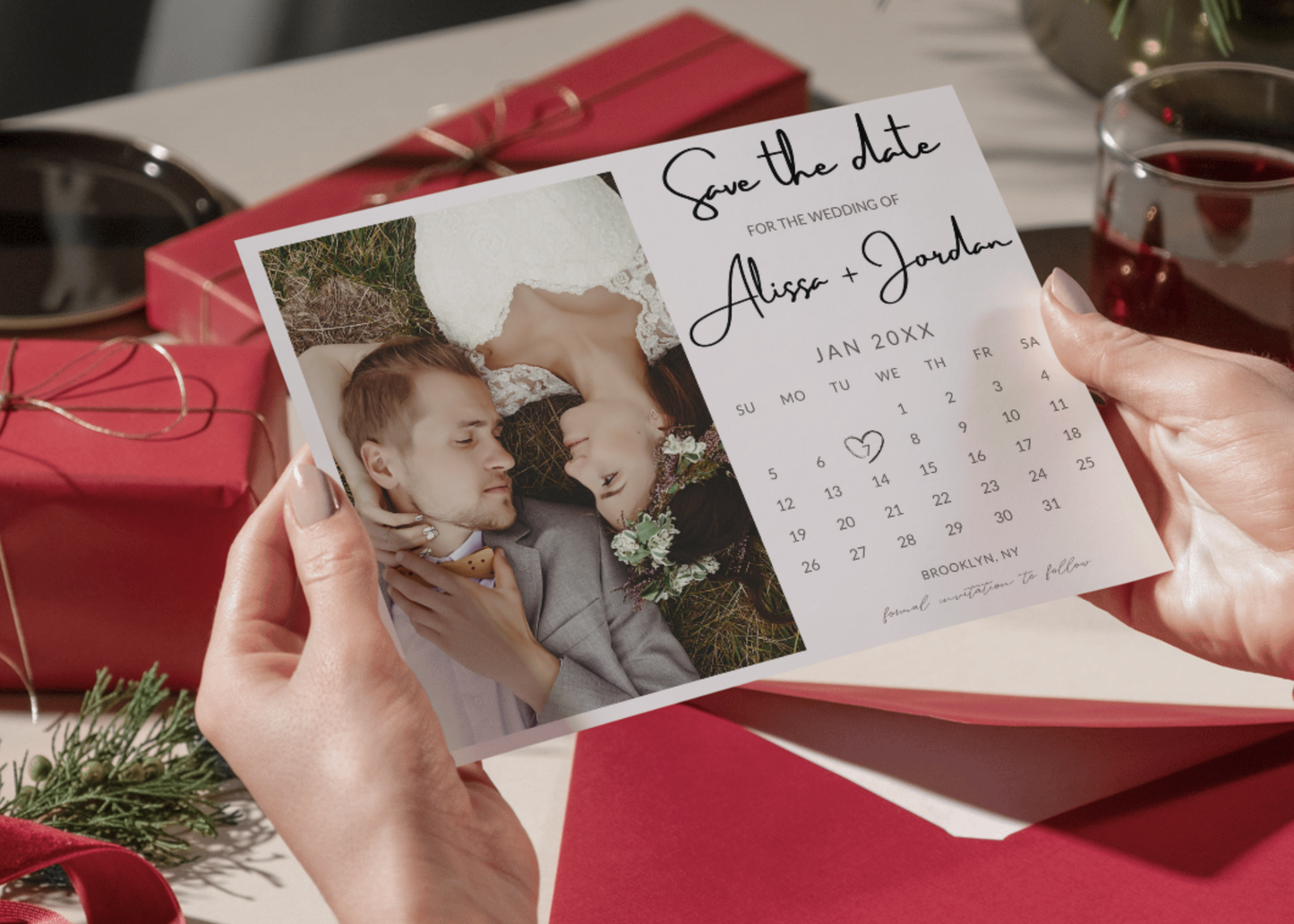 Get Ready With Historia | Minimalist Save The Date Calendar Template with Photo