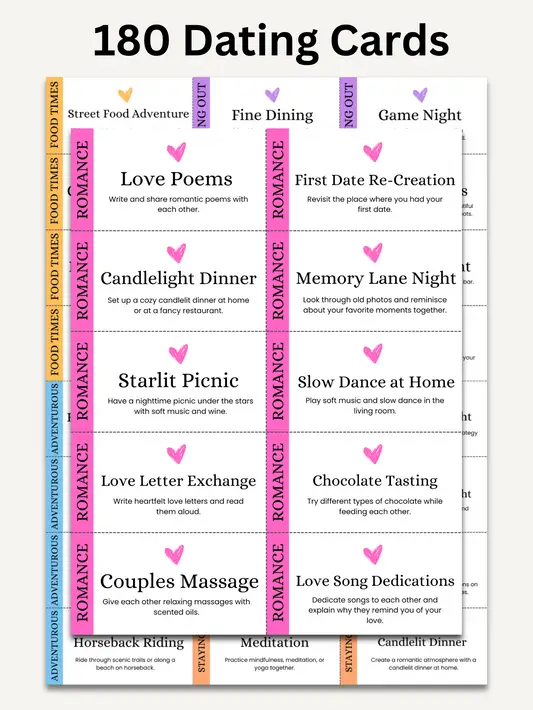 Get Ready With Historia | 180 Date Night Jar Cards for Couples