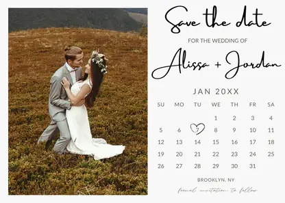 Get Ready With Historia | Minimalist Save The Date Calendar Template with Photo